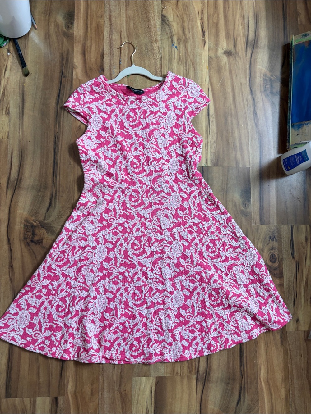 Pink & White Floral Fit-and-Flare Dress